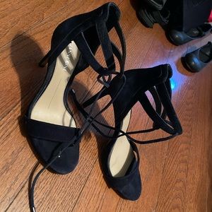GIANNI BINNI LACE HEEL SUEDE NAVY